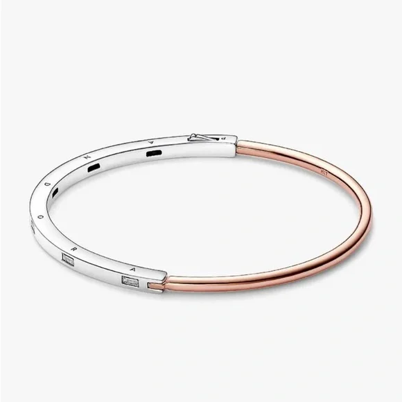 Pandora Rose Gold and Sterling Silver Bangle - Picture 1 of 7